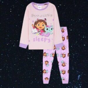 Gabby's Dollhouse Snuggle-Soft “Purr-fectly Sleepy” Pajama Set 4T Purple